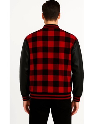 Zenvia Kolları Suni Deri Içi Astarlı Oduncu Kolej Içi Ceket - Bordo