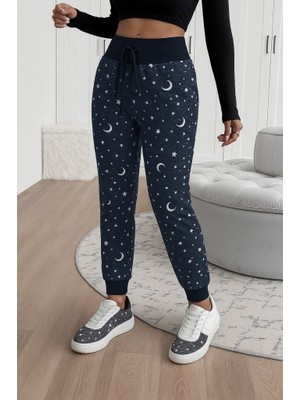 Zenvia Kadın Yüksek Bel Bağcıklı Desenli Iki Iplik Pantolon