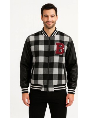 Zenvia Kolları Suni Deri Içi Astarlı Oduncu Kolej Içi Ceket - Gri