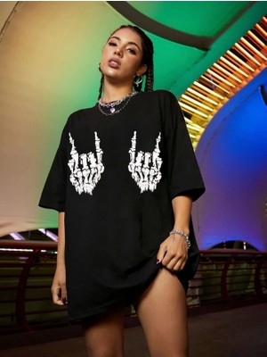 Zenvia Baskılı Oversize T-Shirt - Siyah