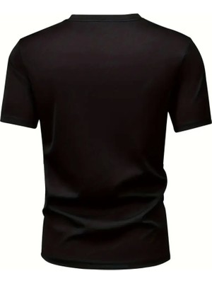 Zenvia Baskılı Oversize Bisiklet Yaka T-Shirt - Siyah