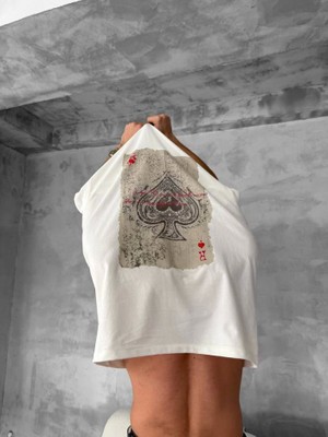 Zenvia Erkek Ön ve Arka Baskılı Oversize Bisiklet Yaka T-Shirt - Beyaz