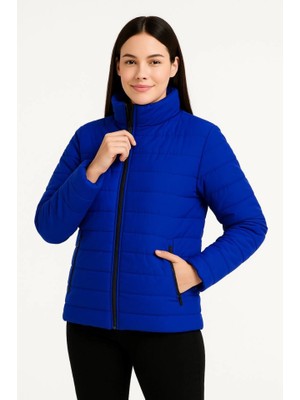 Zenvia Bomber Mont Ceket – Su Itici Kumaş, Kapitone Astarlı, Fermuarlı, Kışlık - Saks Mavisi