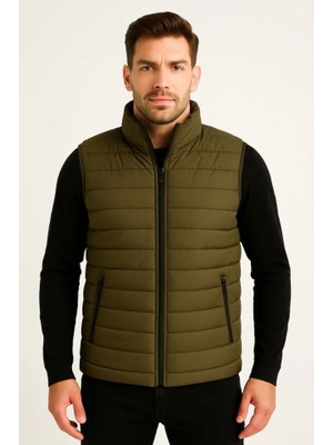 Zenvia Erkek Şişme Fermuarlı Yelek Su Itici Kapitone Astarlı Kumaş Cepli Hafif Kışlık Spor Rahat Ka