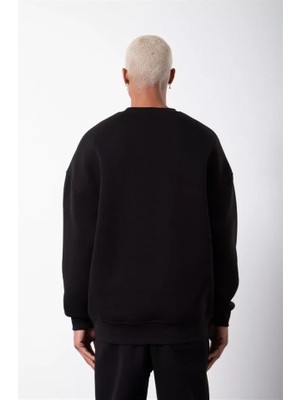 Zenvia Unisex Biskilet Yaka Üç Iplik Sweatshirt - Siyah