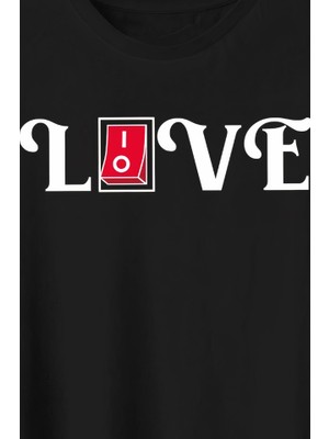 Zenvia Sevgililer Günü Için Özel Tasarım Love Baskılı T-Shirt - Siyah