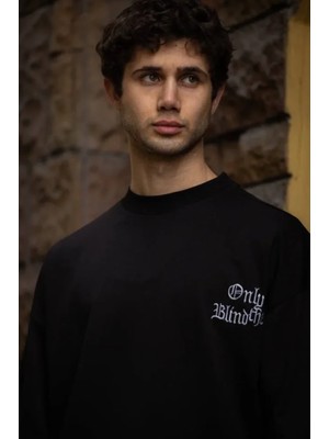 Zenvia Unisex Bisiklet Yaka Baskılı Oversize T-Shirt - Siyah
