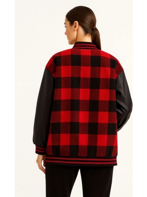 Zenvia Kolları Suni Deri Içi Astarlı Oduncu Kolej Içi Ceket - Bordo