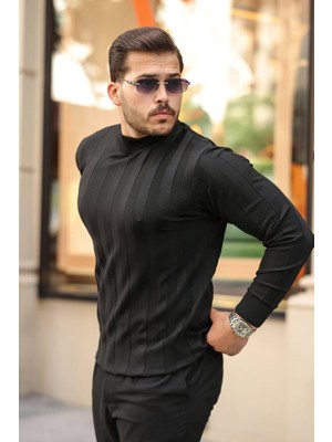 Zenvia Erkek Yarım Balıkçı Yaka Kabartma Desenli Triko