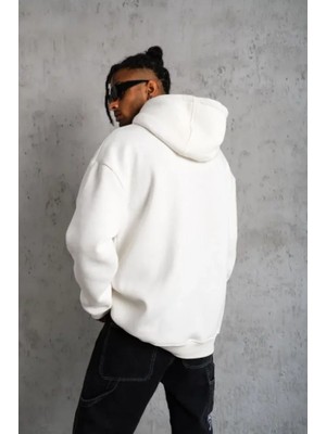 Zenvia 3 Iplik Kapşonlu Sweatshirt Hoodie - Beyaz