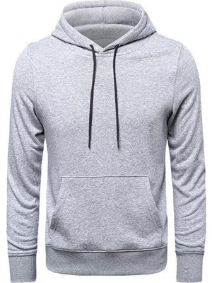 Zenvia Erkek Uzun Kol Kapşonlu Basic Sweatshirt Hoodie - Gri