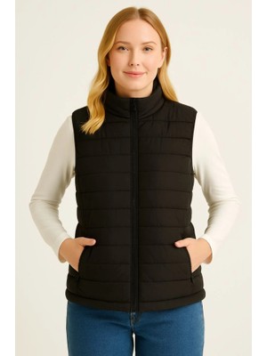 Zenvia Şişme Fermuarlı Yelek Su Itici Kapitone Astarlı Kumaş Cepli Hafif Kışlık Spor Rahat Kalıp -