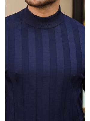 Zenvia Erkek Yarım Balıkçı Yaka Kabartma Desenli Triko