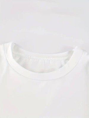 Zenvia Baskılı Oversize Bisiklet Yaka T-Shirt - Beyaz