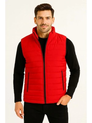Zenvia Erkek Şişme Fermuarlı Yelek Su Itici Kapitone Astarlı Kumaş Cepli Hafif Kışlık Spor Rahat Ka