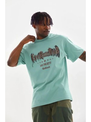 Zenvia Erkek Baskılı T-Shirt Kısa Kol Bisiklet Yaka Regular Fit Rahat Kalıp Günlük Tişört - Mint Ye