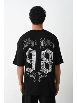 Zenvia Unisex Baskılı Oversize T-Shirt - Siyah