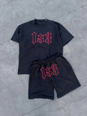 Zenvia Erkek Nakış Işlemeli Şortlu Takım - Siyah