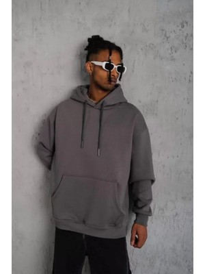 Zenvia Erkek Düz Kapüşonlu Sweat - Gri