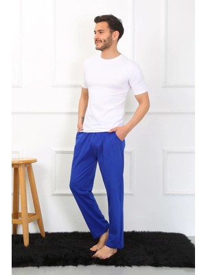 Erkek Pamuk Saks Tek Alt Pijama
