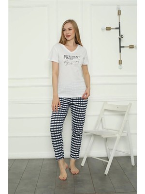Kadın Penye Pijama Takım Beyaz