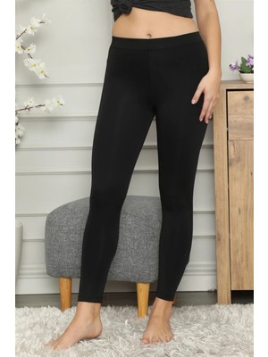 Pileli Store Mikro Jardonlu Kalın Siyah Tayt Siyah
