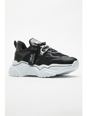 Tonny Black Kadın Spor Ayakkabı Düz Taban Suni Deri Malzeme ile Rahat Kullanım