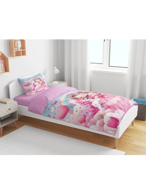 Sarel Group Prenses Pembe Baskılı 3D Tek Kişilik Çarşafsız Nevresim Takımı