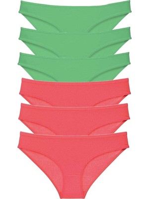 Pileli Store 6 Adet Eko Set Likralı Kadın Slip Külot Yeşil Fuşya