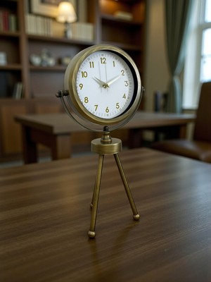 MiraLive Eskitme Metal Gold Rakamlı Üç Ayaklı Masa Saati