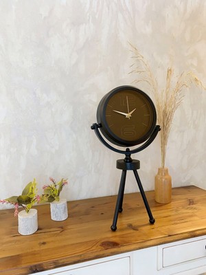 MiraLive Siyah Metal Mini Tripod Spor Masa Saati 45×26 cm