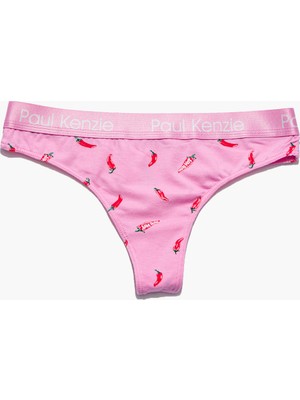 Paul Kenzie Desenli Kadın String Külot - Chili