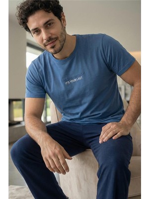 Pijama Evi Deep Ocean Last Baskılı Kısa Kollu Cotton Erkek pijama takımı
