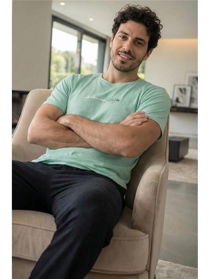 Urban Mint Baskılı Kısa Kollu Cotton Erkek pijama takımı
