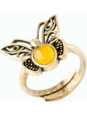 Zero Land Techmrt Kelebek Doğaltaşlı Otk Yüzük - Sarı Akik