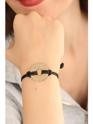 MiraLive Cool (Havalı) Siyah Deri Ipli Unisex Mood Bileklik