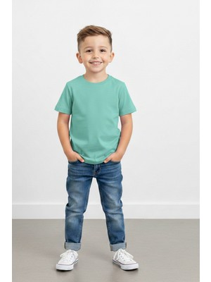 Windy Island Erkek Çocuk Bisiklet Yaka %100 Pamuk Basic Kısa Kollu T-Shirt