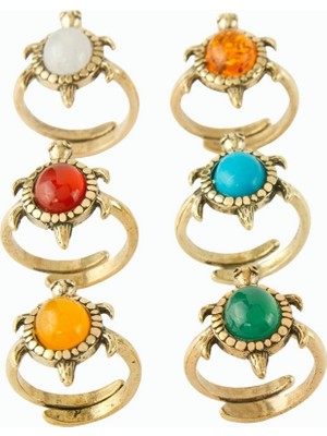 Zero Land Techmrt Kaplumbağa Doğaltaşlı Otk Yüzük - Sarı Akik