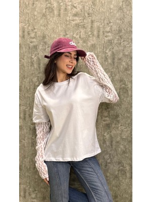 Leilaa Kolları Dantel Detaylı T-Shirt