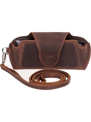 MiraLive Riviera Deri Askılı Gözlük Kılıfı Antik Kahve