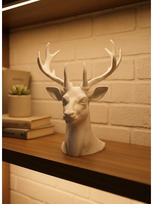 MiraLive Beyaz Geyik Biblo 23 cm Dekoratif Modern Tasarım
