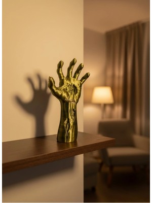 MiraLive Sanatsal El Formu Heykel Altın Yeşil Tasarım Hediyelik Dekor