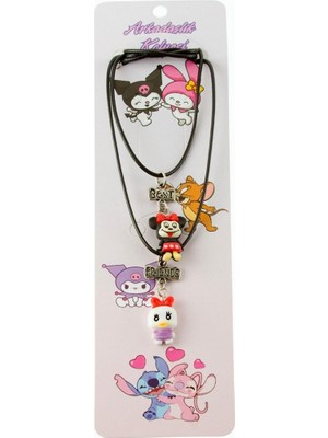 Zero Land Techmrt Çizgi Film Karakteri Arkadaşlık Kolyeleri (Çift Kolye) - Siyah