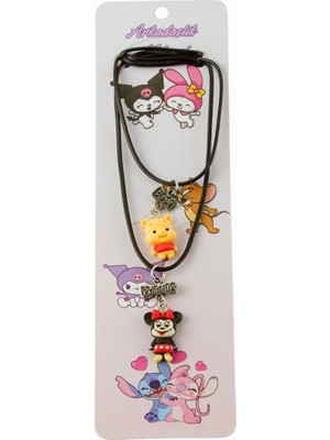 Zero Land Techmrt Çizgi Film Karakteri Arkadaşlık Kolyeleri (Çift Kolye) - Siyah