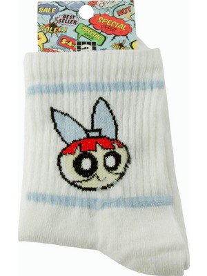 Zero Land Techmrt Çizgi Film Karakteri Kolej Çorap 8*28 - Beyaz