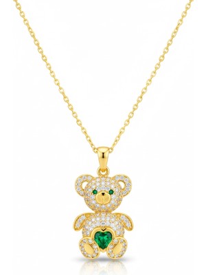 Stumbanng Gümüş Gold Zirkon Taşlı Ayıcık Kadın Kolye