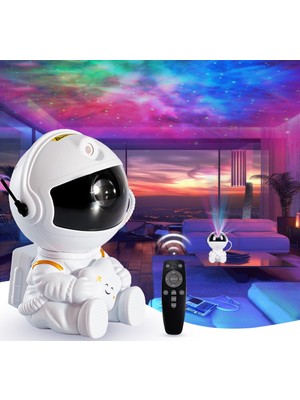 Vuhhuu Galaksi Yıldızlı Gece Işığı LED Nebula Projektör Astronot Kumandalı Projeksiyon Lambası