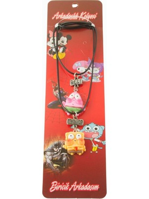 Zero Land Techmrt Çizgi Film Karakteri Arkadaşlık Kolyeleri (Çift Kolye) - Siyah