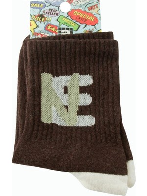 Zero Land Techmrt Ne Yazılı Kolej Çorap 8*28 - Kahverengi