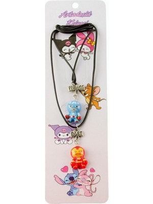 Zero Land Techmrt Süper Kahraman Arkadaşlık Kolyeleri (Çift Kolye) - Siyah